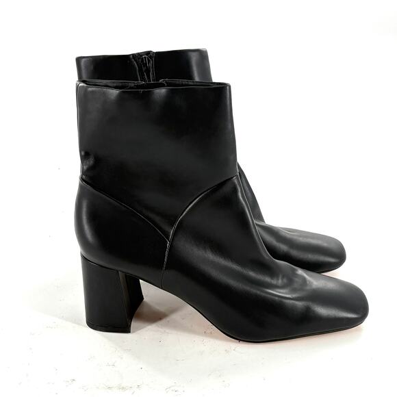 Nordstrom Naja Ankle Boots 11 Black NWOT Booties Heel Vegan Leather Zip Capsule - Picture 3 of 7